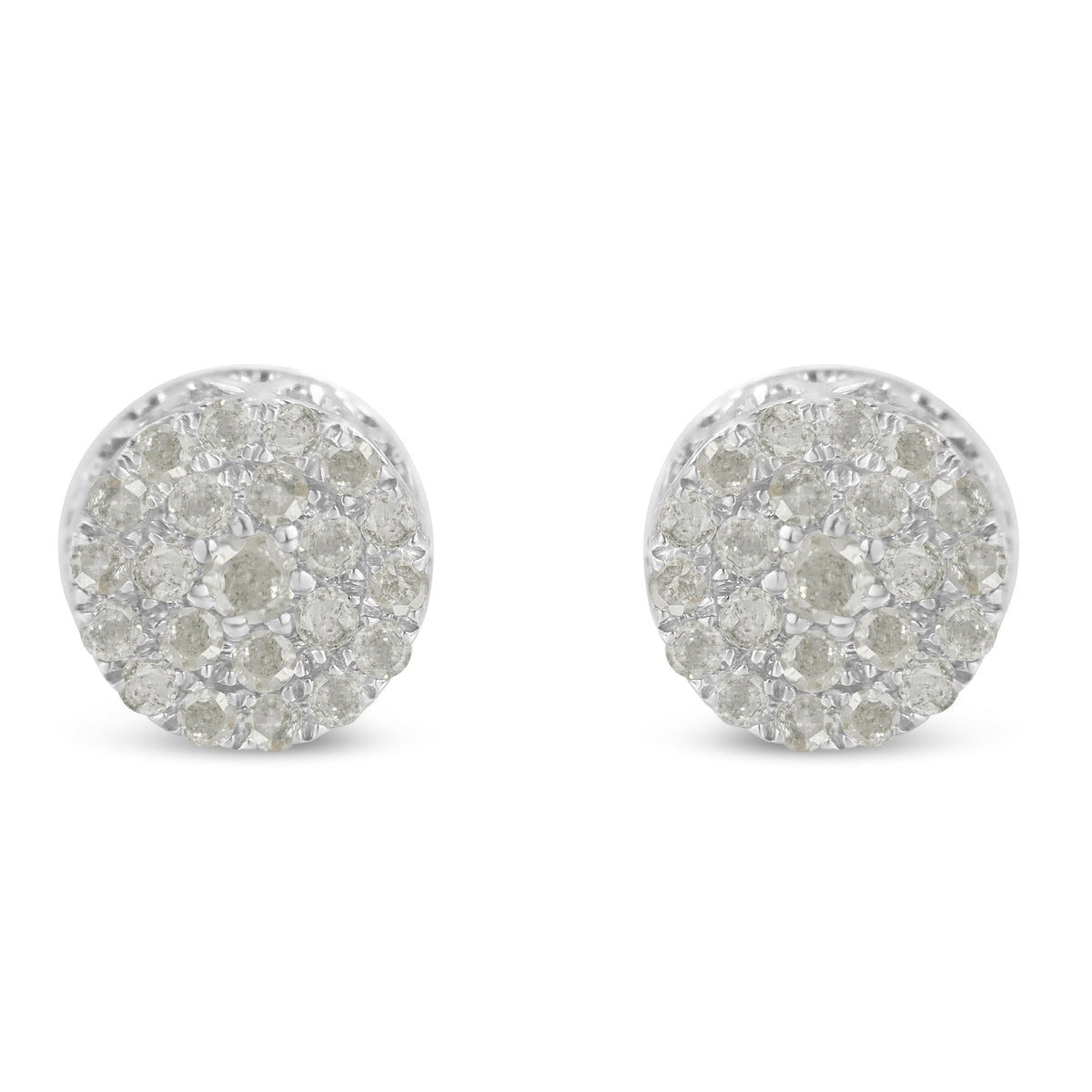 10k White Gold Diamond Cluster Stud Earrings (0.5 cttw, I-J Color, I2-I3 Clarity) - LinkagejewelrydesignLinkagejewelrydesign