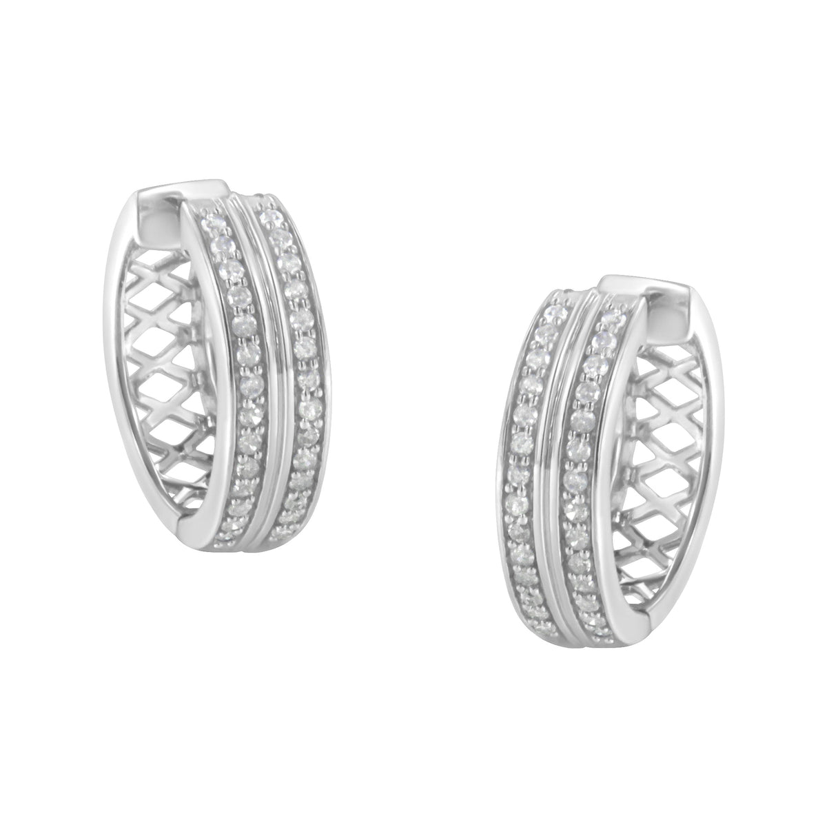 10K White Gold Diamond Hoop Earring (1/2 cttw, I-J Color, I2-I3 Clarity) - LinkagejewelrydesignLinkagejewelrydesign