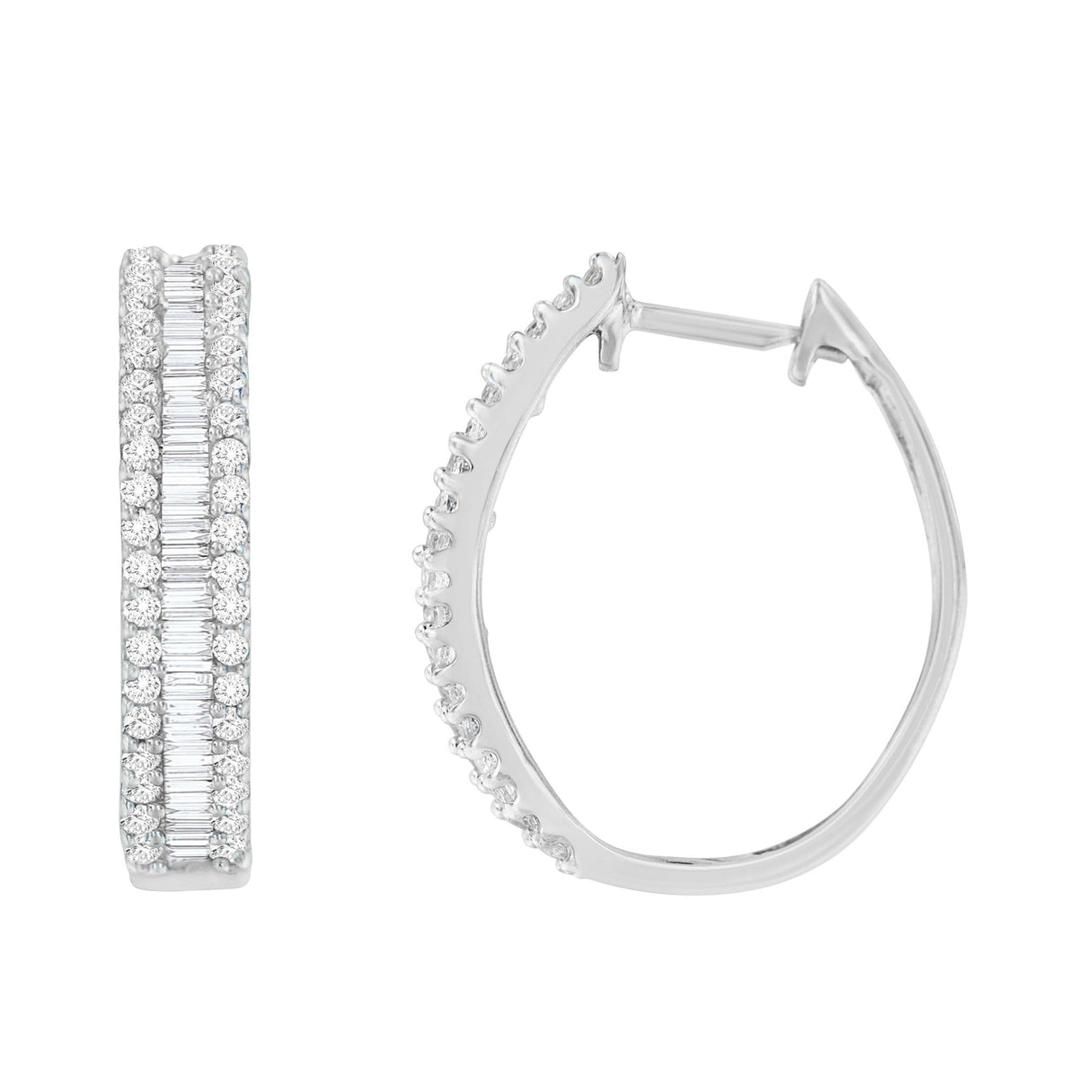 10K White Gold Diamond Hoop Earrings (3/4 cttw, I-J Color, I2-I3 Clarity) - LinkagejewelrydesignLinkagejewelrydesign