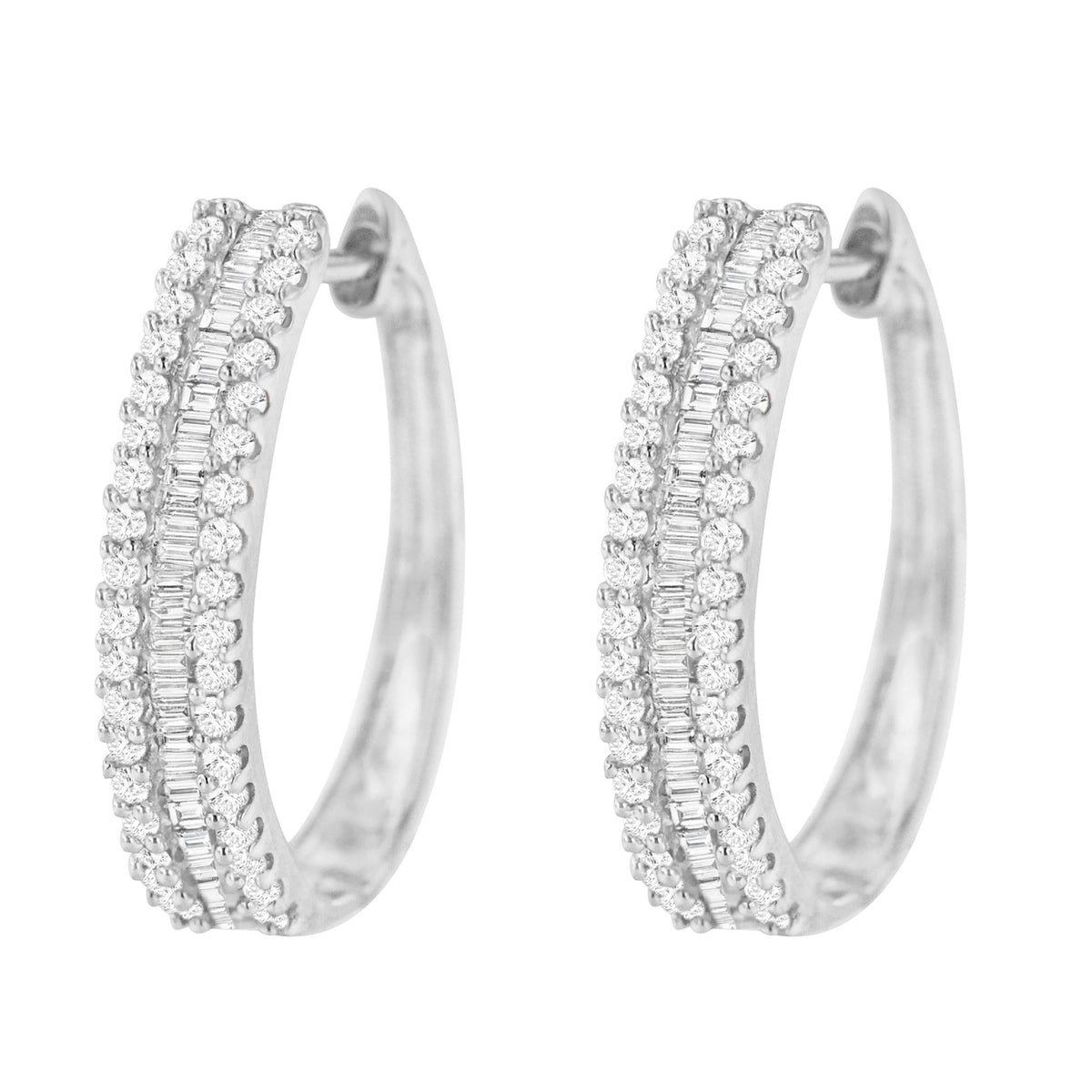 10K White Gold Diamond Hoop Earrings (3/4 cttw, I-J Color, I2-I3 Clarity) - LinkagejewelrydesignLinkagejewelrydesign