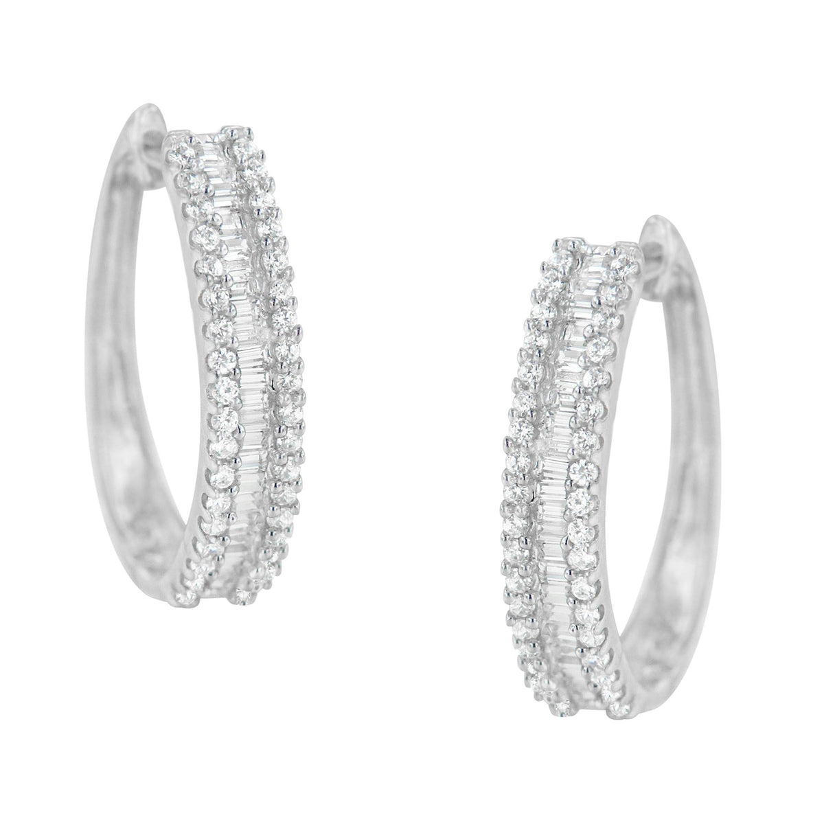 10K White Gold Diamond Hoop Earrings (3/4 cttw, I-J Color, I2-I3 Clarity) - LinkagejewelrydesignLinkagejewelrydesign