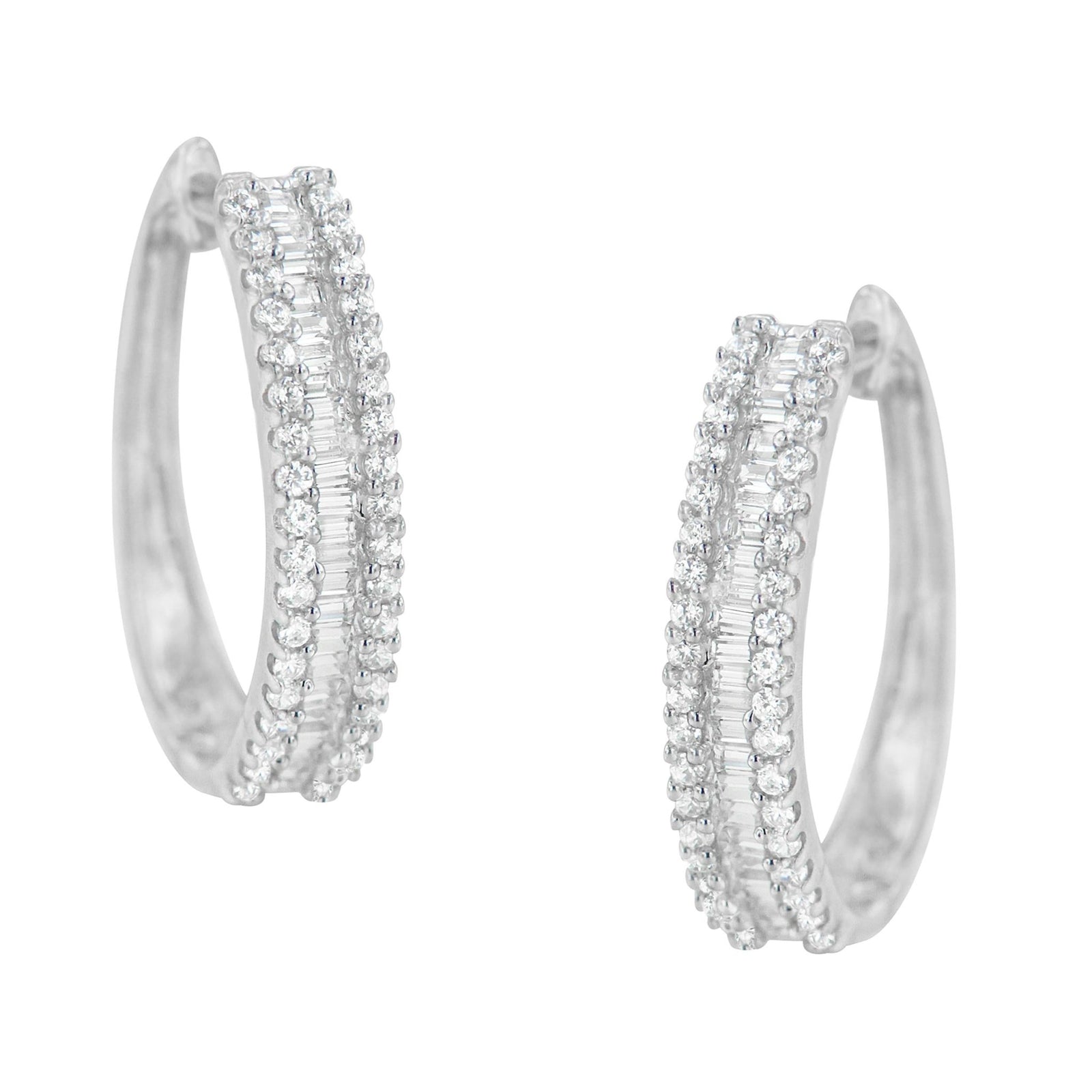 10K White Gold Diamond Hoop Earrings (3/4 cttw, I-J Color, I2-I3 Clarity) - LinkagejewelrydesignLinkagejewelrydesign