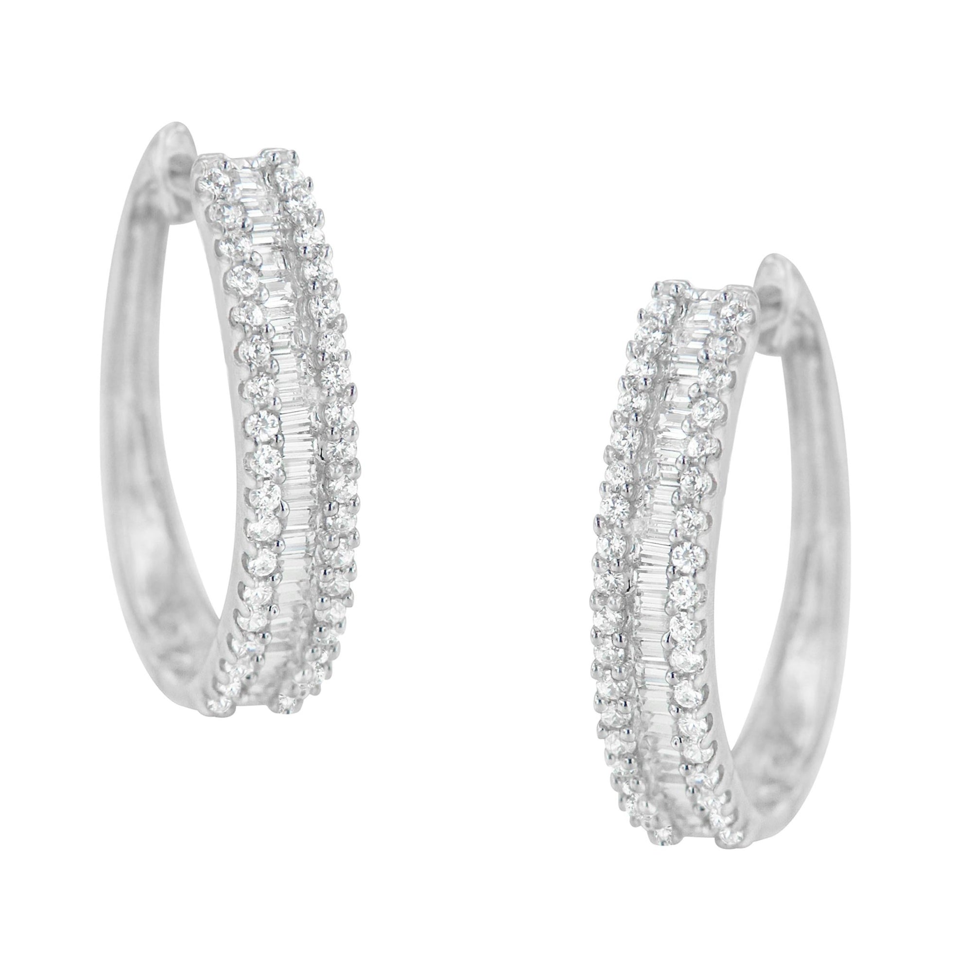 10K White Gold Diamond Hoop Earrings (3/4 cttw, I-J Color, I2-I3 Clarity) - LinkagejewelrydesignLinkagejewelrydesign