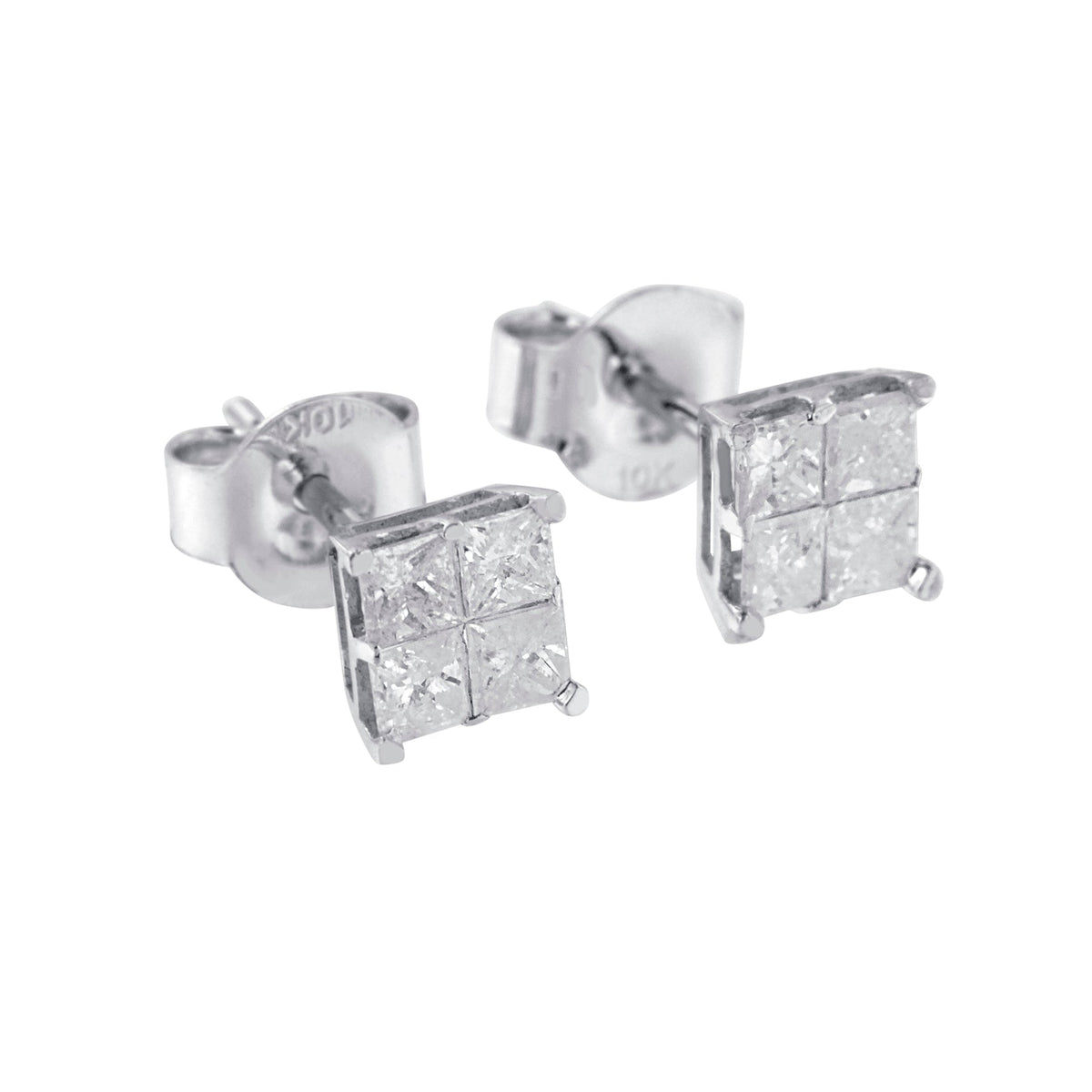 10k White Gold Diamond Stud Earrings (0.60 cttw, I-J Color, I2-I3 Clarity) - LinkagejewelrydesignLinkagejewelrydesign