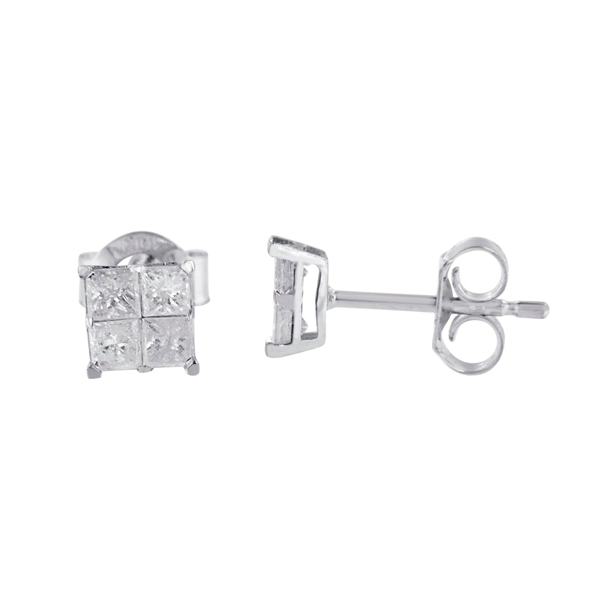 10k White Gold Diamond Stud Earrings (0.60 cttw, I-J Color, I2-I3 Clarity) - LinkagejewelrydesignLinkagejewelrydesign