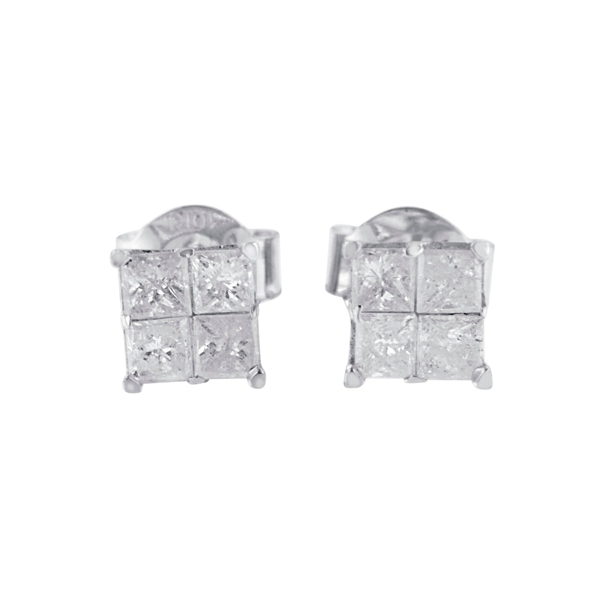 10k White Gold Diamond Stud Earrings (0.60 cttw, I-J Color, I2-I3 Clarity) - LinkagejewelrydesignLinkagejewelrydesign