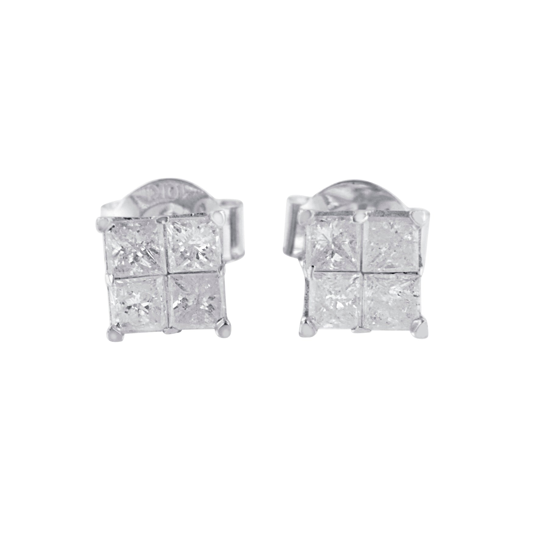 10k White Gold Diamond Stud Earrings (0.60 cttw, I-J Color, I2-I3 Clarity) - LinkagejewelrydesignLinkagejewelrydesign