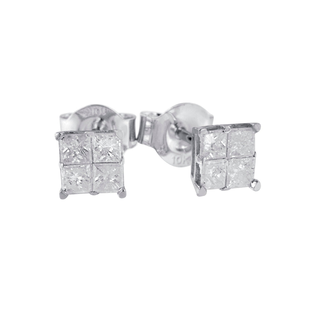 10k White Gold Diamond Stud Earrings (0.60 cttw, I-J Color, I2-I3 Clarity) - LinkagejewelrydesignLinkagejewelrydesign