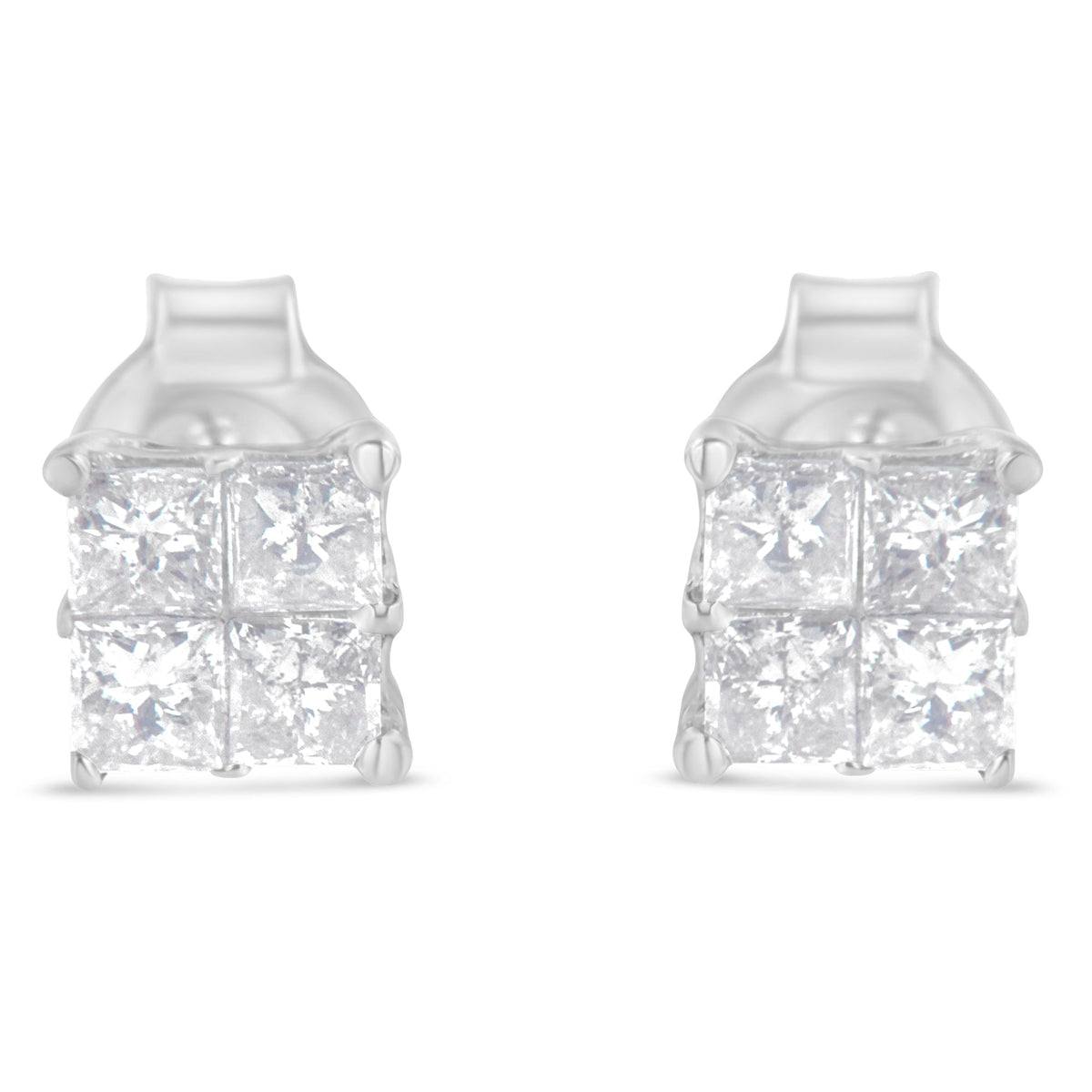 10K White Gold Diamond Stud Earrings (3/4 cttw, H-I Color, SI2-I1 Clarity) - LinkagejewelrydesignLinkagejewelrydesign