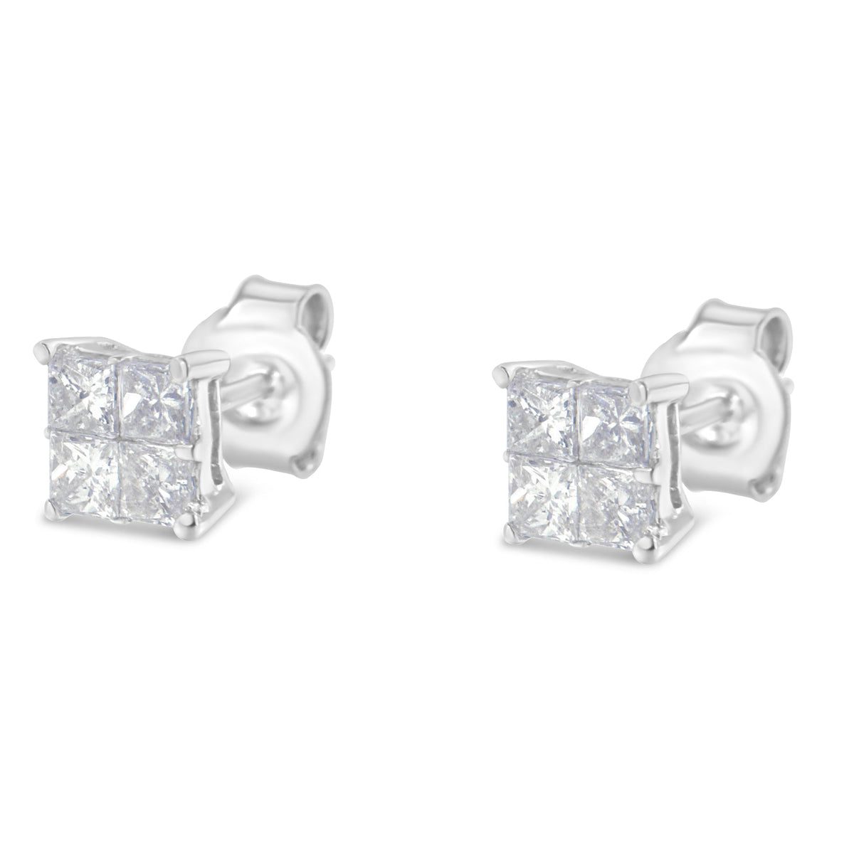 10K White Gold Diamond Stud Earrings (3/4 cttw, H-I Color, SI2-I1 Clarity) - LinkagejewelrydesignLinkagejewelrydesign