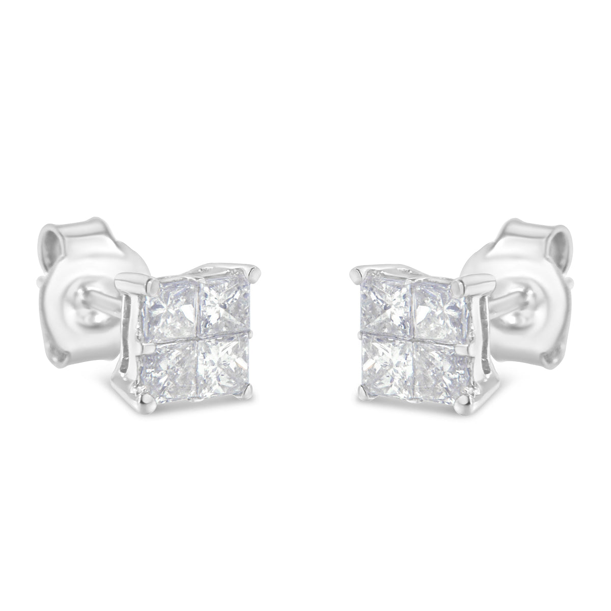 10K White Gold Diamond Stud Earrings (3/4 cttw, H-I Color, SI2-I1 Clarity) - LinkagejewelrydesignLinkagejewelrydesign