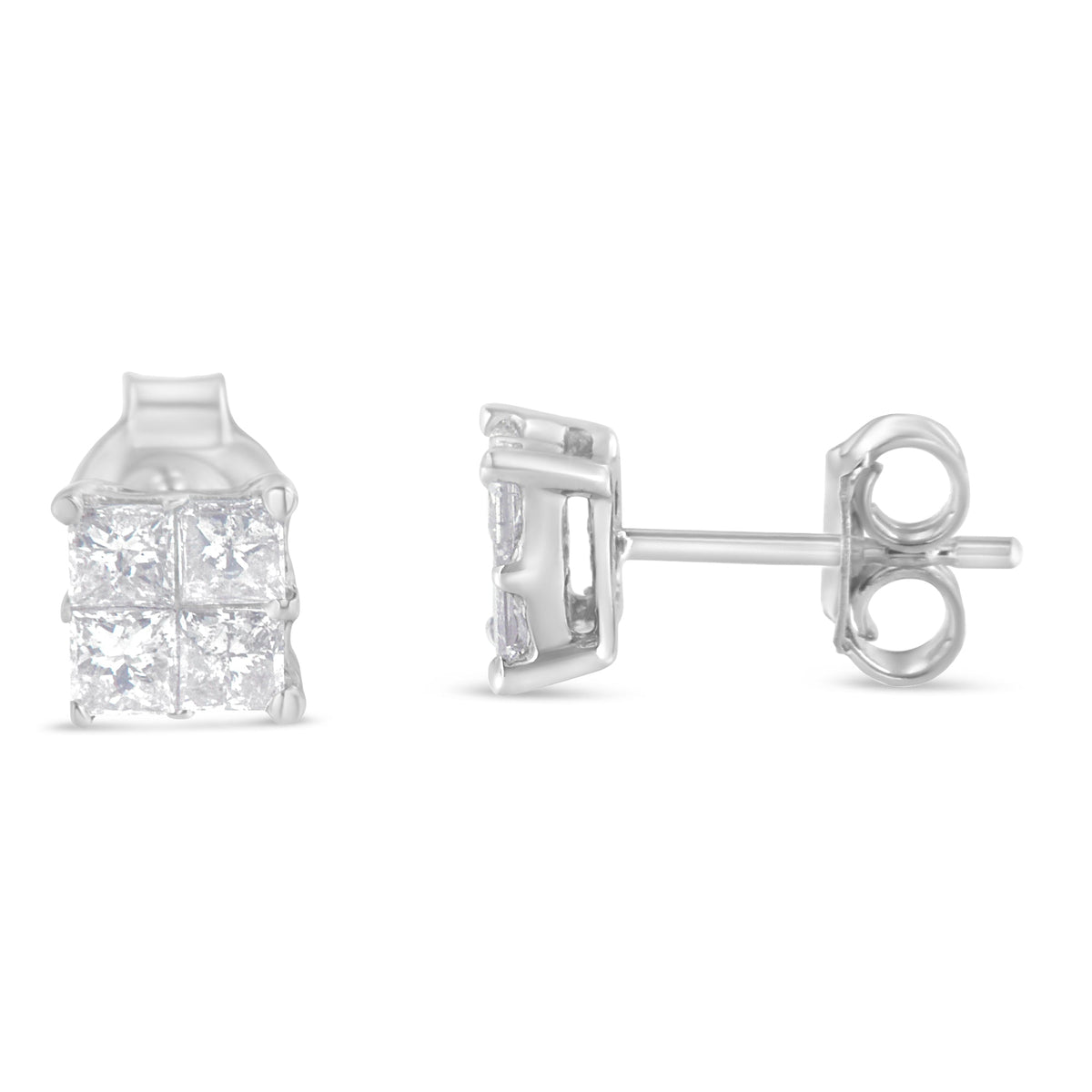 10K White Gold Diamond Stud Earrings (3/4 cttw, H-I Color, SI2-I1 Clarity) - LinkagejewelrydesignLinkagejewelrydesign