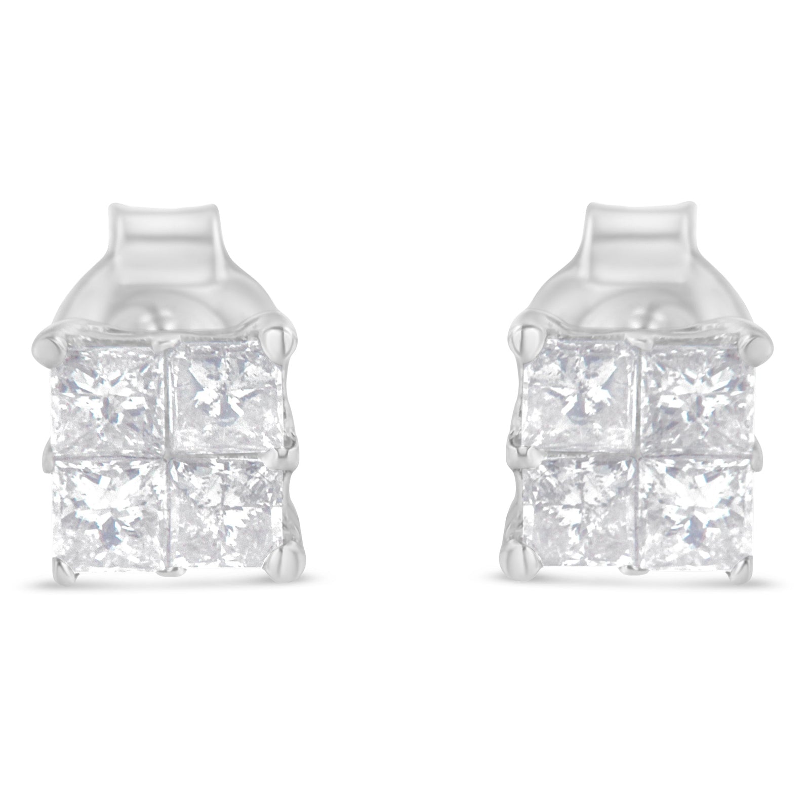 10K White Gold Diamond Stud Earrings (3/4 cttw, H-I Color, SI2-I1 Clarity) - LinkagejewelrydesignLinkagejewelrydesign