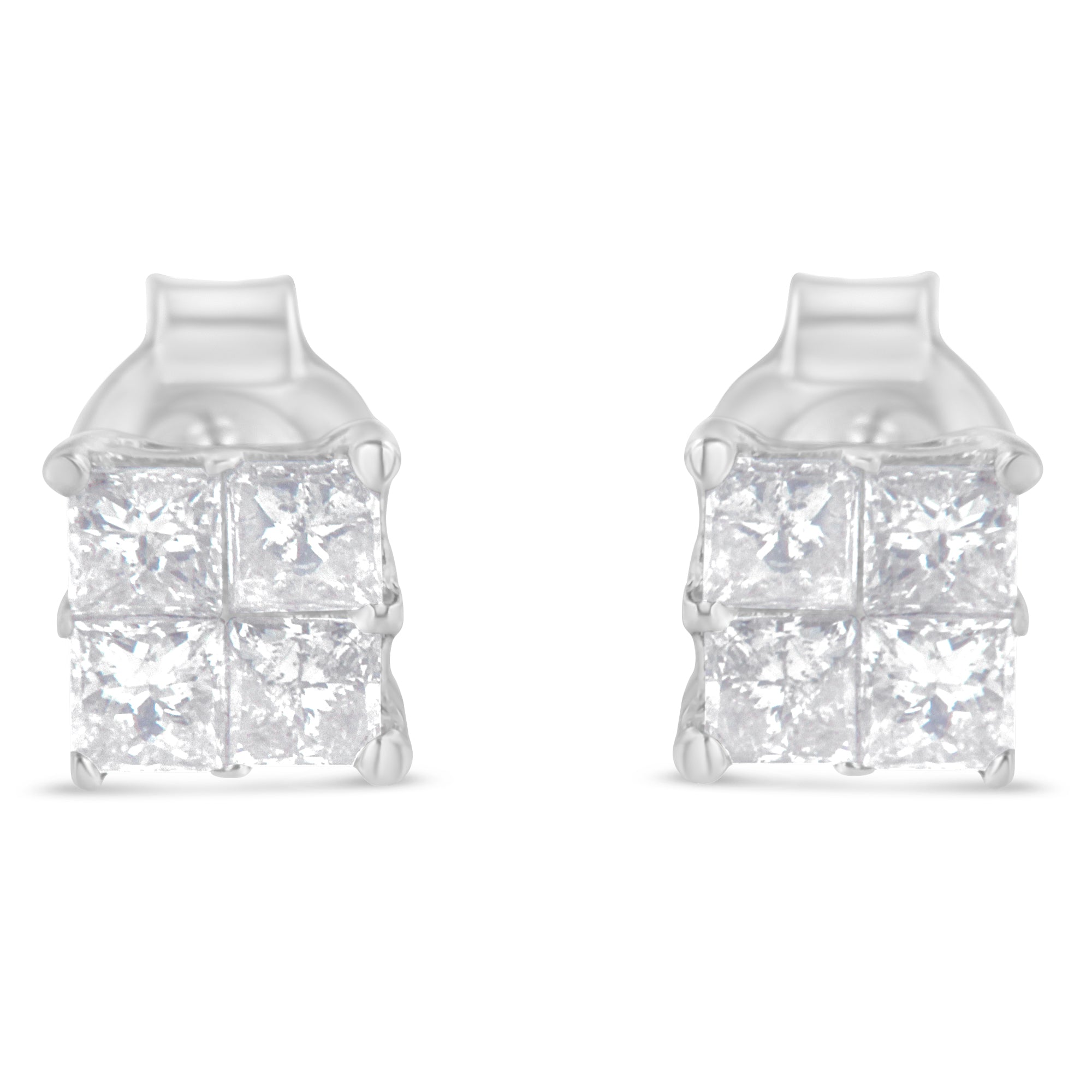 10K White Gold Diamond Stud Earrings (3/4 cttw, H-I Color, SI2-I1 Clarity) - LinkagejewelrydesignLinkagejewelrydesign