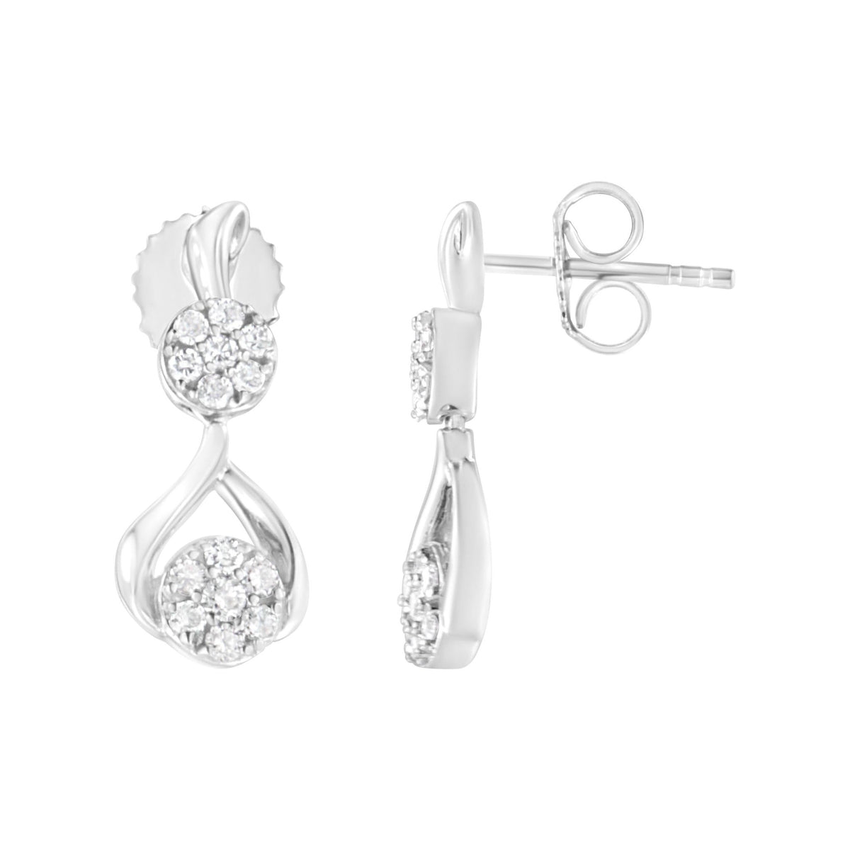 10K White Gold Plated Sterling Silver 1/2 cttw Lab Grown Diamond Dangle Earring (F-G Color, VS2-SI1 Clarity) - LinkagejewelrydesignLinkagejewelrydesign