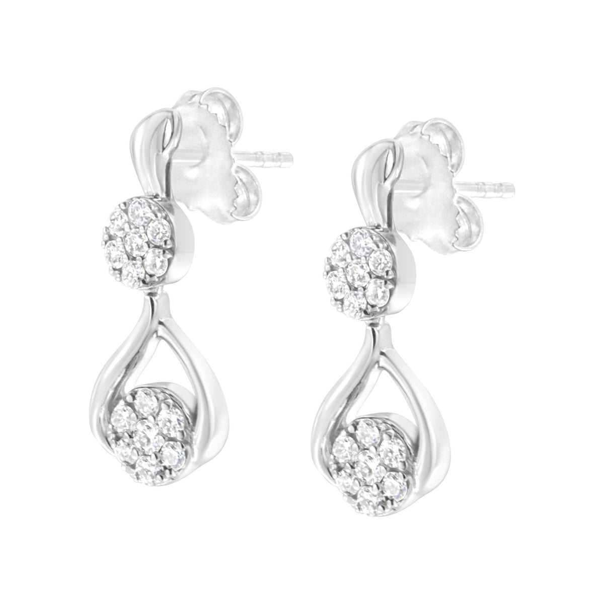 10K White Gold Plated Sterling Silver 1/2 cttw Lab Grown Diamond Dangle Earring (F-G Color, VS2-SI1 Clarity) - LinkagejewelrydesignLinkagejewelrydesign