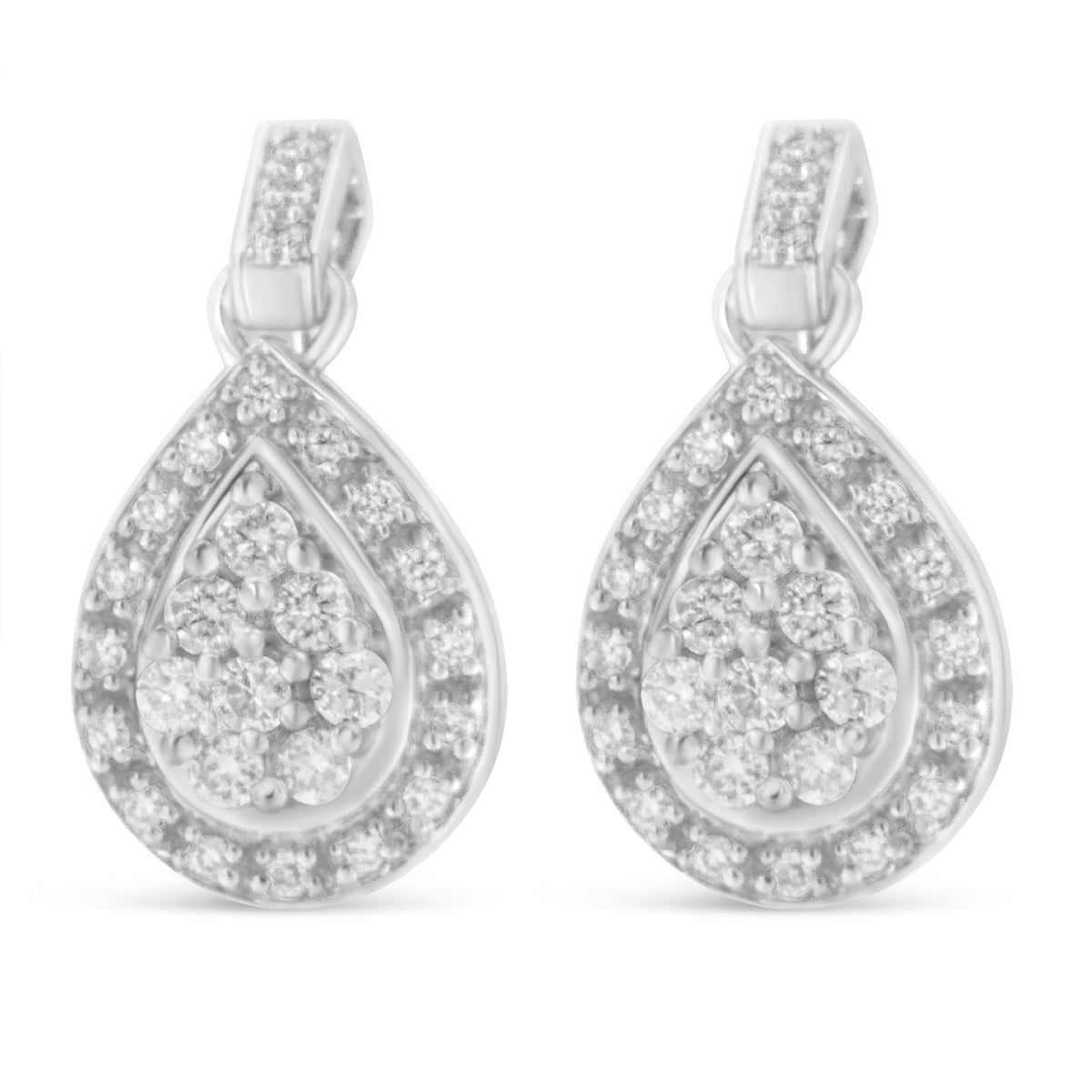 10k White Gold Round Cut Diamond Earrings (0.75 cttw, H-I Color, I1-I2 Clarity) - LinkagejewelrydesignLinkagejewelrydesign