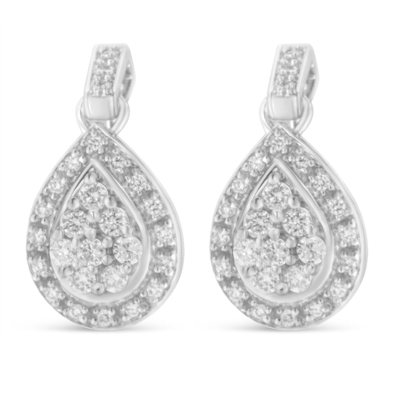 10k White Gold Round Cut Diamond Earrings (0.75 cttw, H-I Color, I1-I2 Clarity) - LinkagejewelrydesignLinkagejewelrydesign