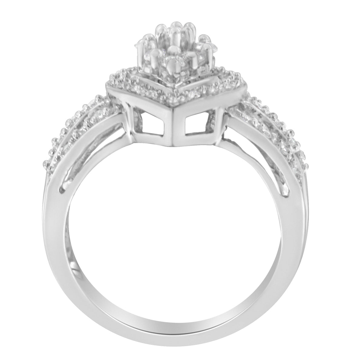 10K White Gold Round Cut Diamond Teardrop Ring (1/2 Cttw, H-I Color, SI2-I1 Clarity) - Size 6-1/2 - LinkagejewelrydesignLinkagejewelrydesign