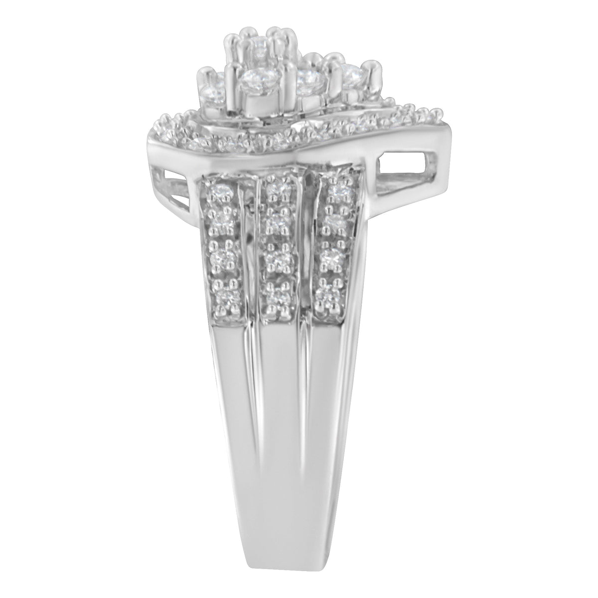 10K White Gold Round Cut Diamond Teardrop Ring (1/2 Cttw, H-I Color, SI2-I1 Clarity) - Size 6-1/2 - LinkagejewelrydesignLinkagejewelrydesign