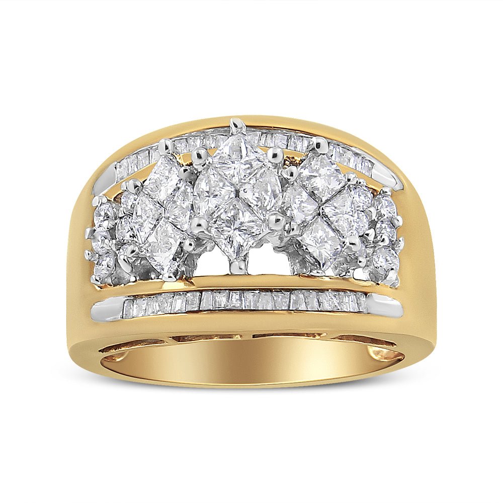 10K Yellow and White Gold 1 1/2 Cttw Pear Shaped 3 Stone Style Diamond Ring Band (H-I Color, SI1-SI2 Clarity) - Ring Size 7 - LinkagejewelrydesignLinkagejewelrydesign