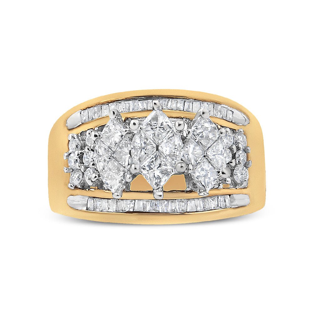 10K Yellow and White Gold 1 1/2 Cttw Pear Shaped 3 Stone Style Diamond Ring Band (H-I Color, SI1-SI2 Clarity) - Ring Size 7 - LinkagejewelrydesignLinkagejewelrydesign