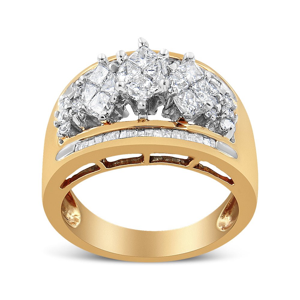 10K Yellow and White Gold 1 1/2 Cttw Pear Shaped 3 Stone Style Diamond Ring Band (H-I Color, SI1-SI2 Clarity) - Ring Size 7 - LinkagejewelrydesignLinkagejewelrydesign