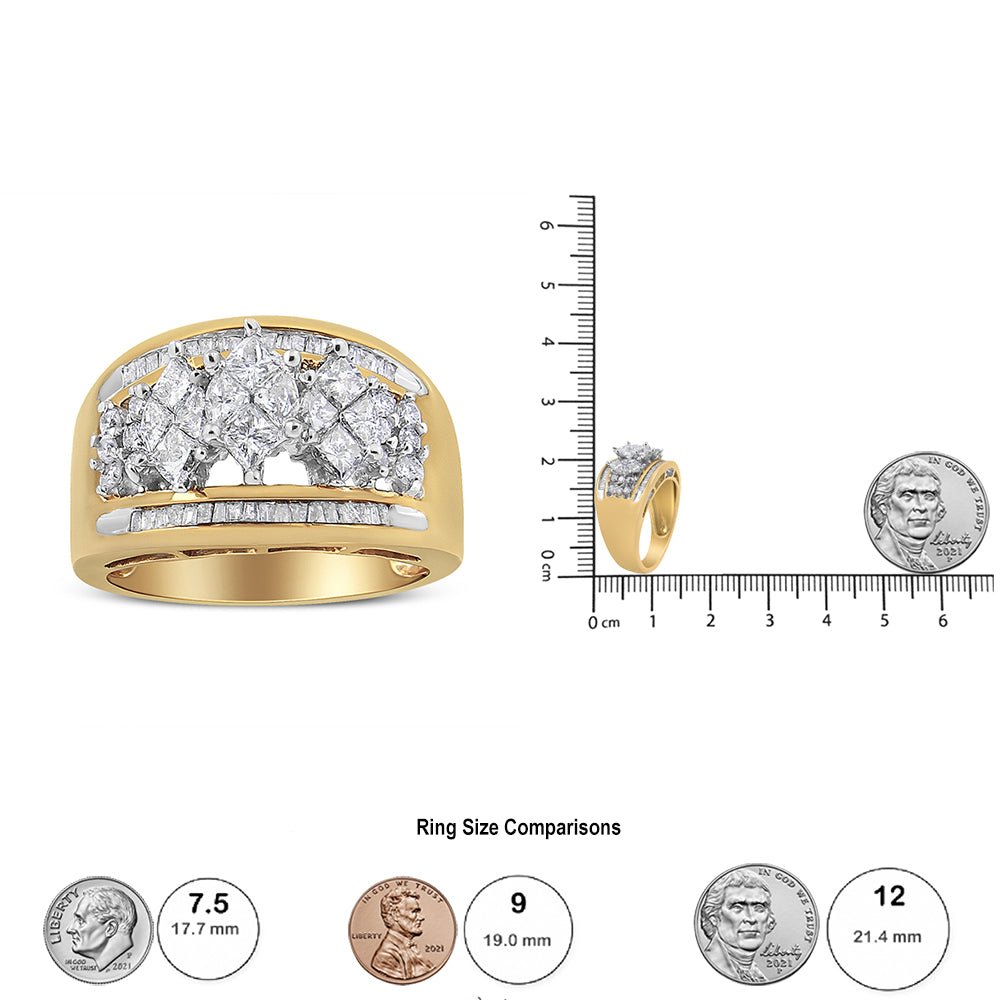 10K Yellow and White Gold 1 1/2 Cttw Pear Shaped 3 Stone Style Diamond Ring Band (H-I Color, SI1-SI2 Clarity) - Ring Size 7 - LinkagejewelrydesignLinkagejewelrydesign