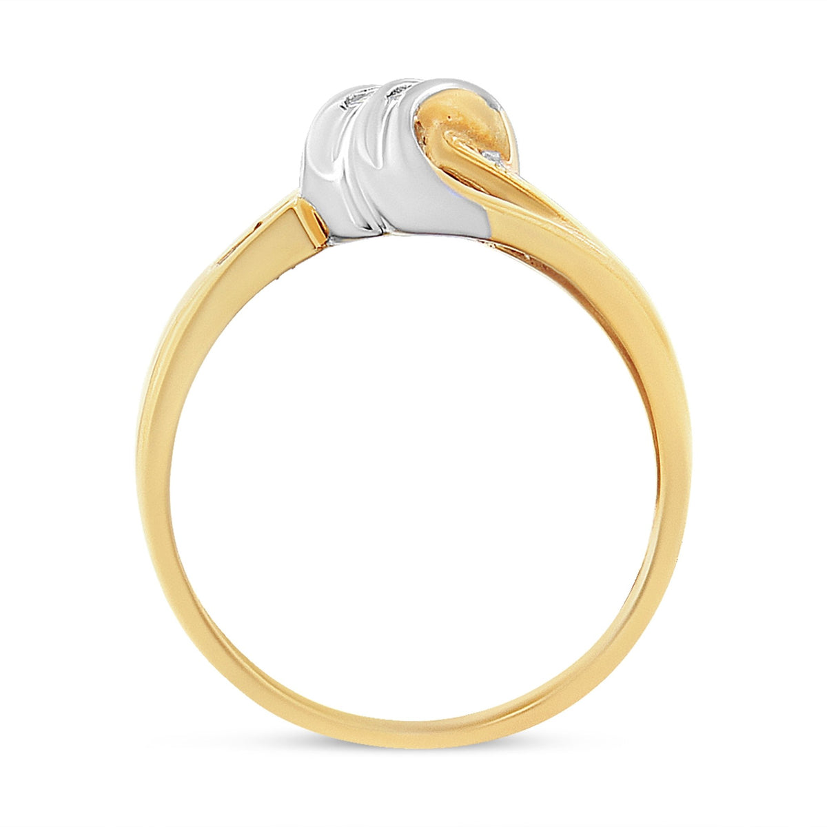 10K Yellow and White Gold 1.00 Cttw Round And Baguette-Cut Diamond Accent Bypass Ring (H-I Color, I2-I3 Clarity) - Ring Size 7 - LinkagejewelrydesignLinkagejewelrydesign