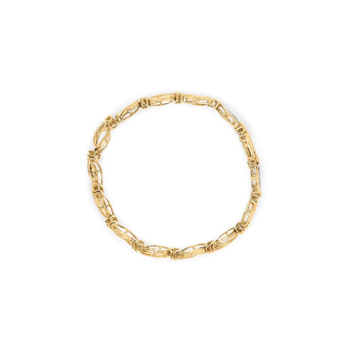 10K Yellow and White Gold 1/2 Cttw Channel Set Diamond Infinity Link 7&quot; Tennis Bracelet (H-I Color, I1-I2 Clarity) - LinkagejewelrydesignLinkagejewelrydesign