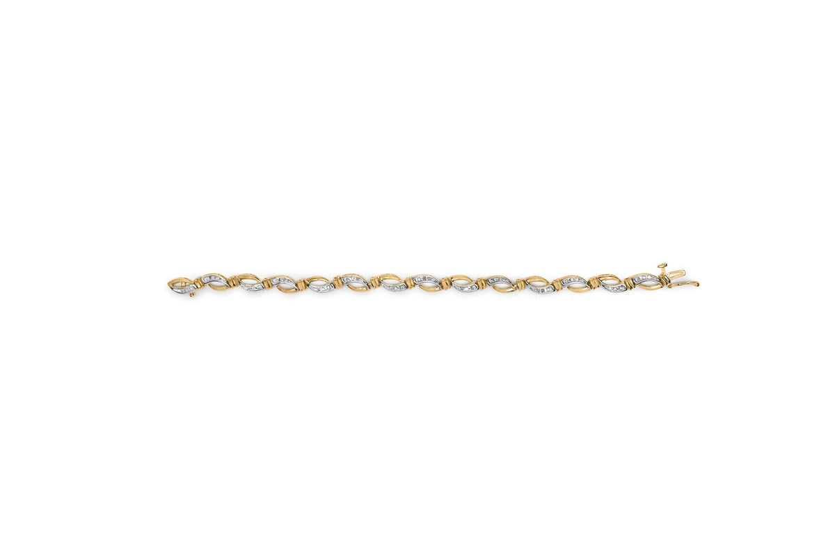 10K Yellow and White Gold 1/2 Cttw Channel Set Diamond Infinity Link 7&quot; Tennis Bracelet (H-I Color, I1-I2 Clarity) - LinkagejewelrydesignLinkagejewelrydesign