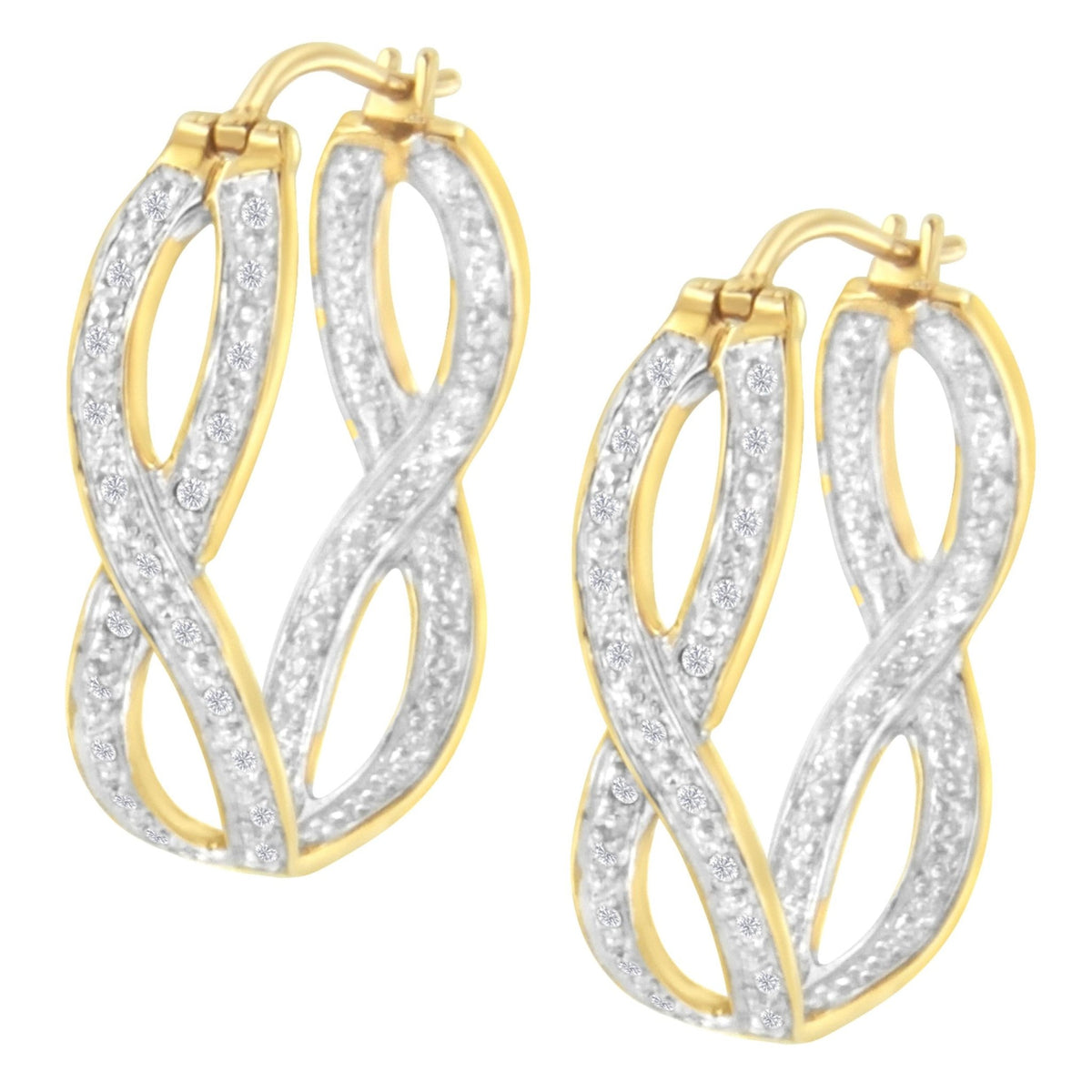 10K Yellow and White Gold 1/4 cttw Diamond Double Infinity Hoop Earrings (I-J Clarity, I1-I2 Color) - LinkagejewelrydesignLinkagejewelrydesign