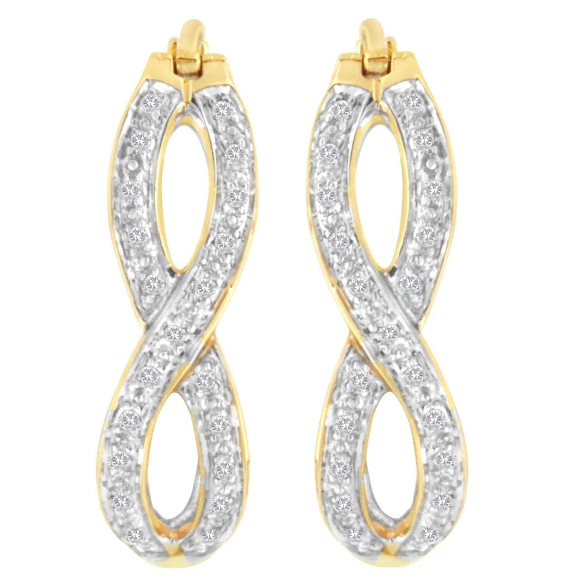 10K Yellow and White Gold 1/4 cttw Diamond Double Infinity Hoop Earrings (I-J Clarity, I1-I2 Color) - LinkagejewelrydesignLinkagejewelrydesign