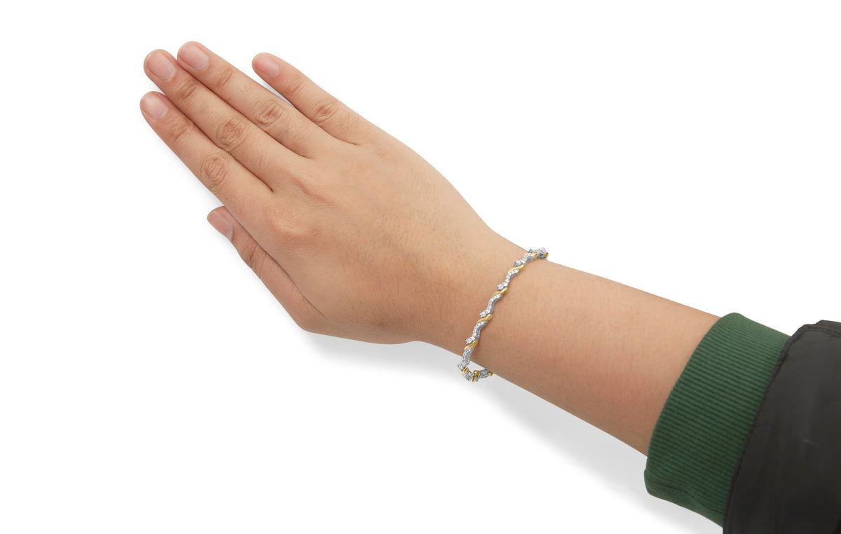 10K Yellow and White Gold 2.00 Cttw Diamond &quot;S&quot; Link 7&quot; Bracelet (H-I Color, I2-I3 Clarity) - LinkagejewelrydesignLinkagejewelrydesign