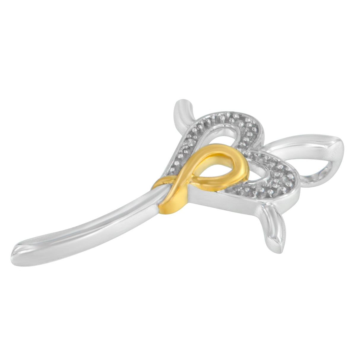 10K Yellow and White Gold Plated .925 Sterling Silver 1/25 Cttw Diamond Heart-Cross 18&quot; Pendant Necklace (H-I Color, I2-I3 Clarity) - LinkagejewelrydesignLinkagejewelrydesign