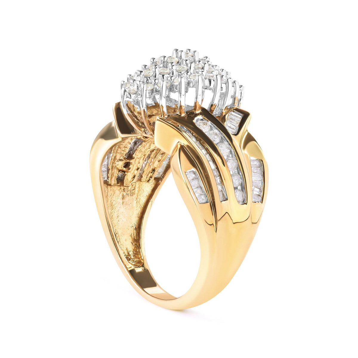 10K Yellow Gold 1 Cttw Diamond Pear Shaped Cluster Cluster Cocktail Ring (H-I Color, I2-I3 Clarity) - Ring Size 7 - LinkagejewelrydesignLinkagejewelrydesign