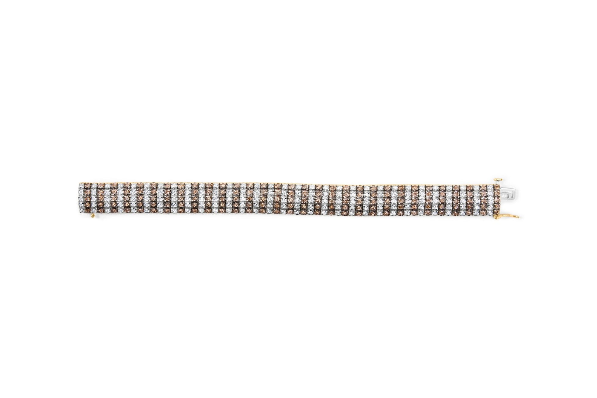 10K Yellow Gold 10 CTW 1/3 Cttw Alternating Coco Color and White Diamond 5 Row Tennis Bracelet (Brown/H-I Color, SI1-SI2 Clarity) - Size 7.25 - LinkagejewelrydesignLinkagejewelrydesign