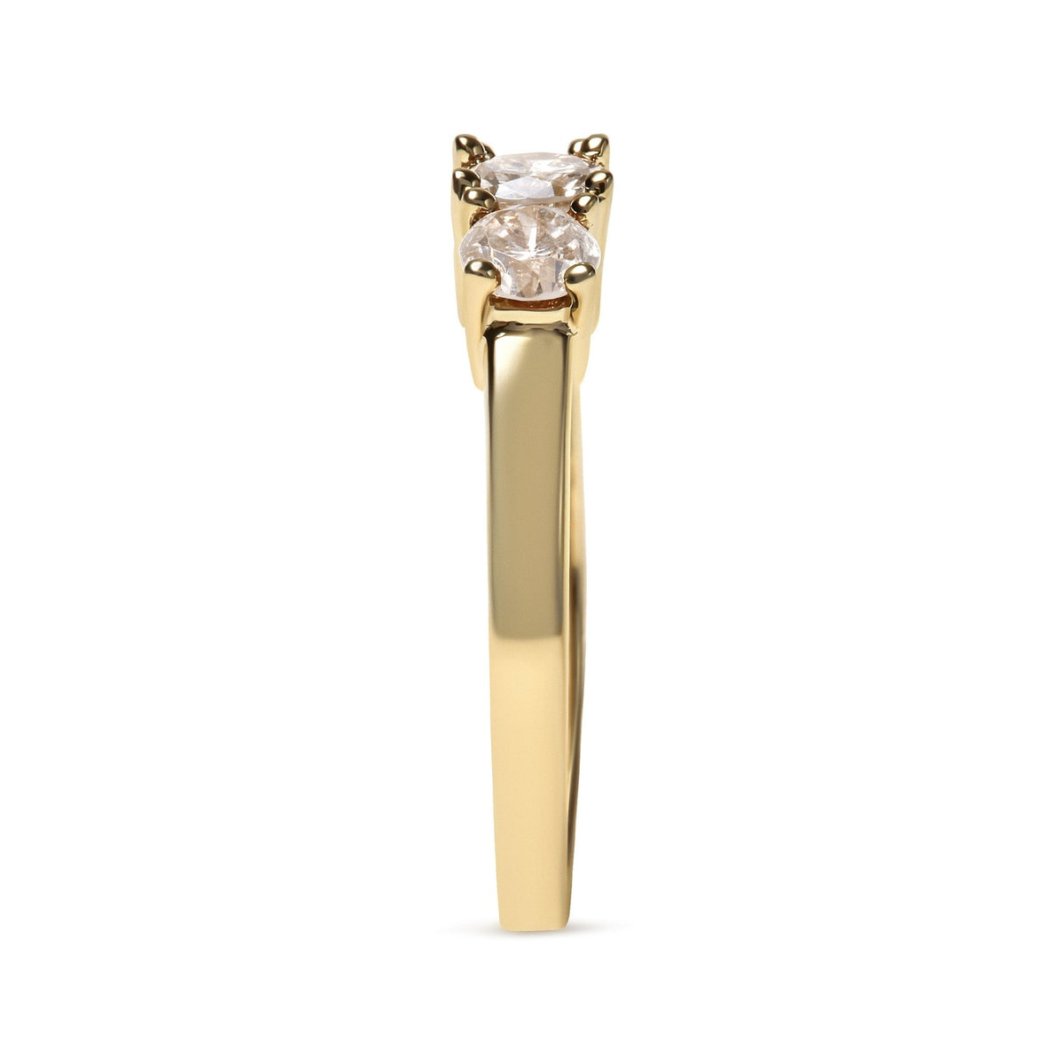 10K Yellow Gold 1.00 Cttw Champagne Diamond 3-Stone Band Ring (J-K Color, I1-I2 Clarity) - Size 7 - LinkagejewelrydesignLinkagejewelrydesign