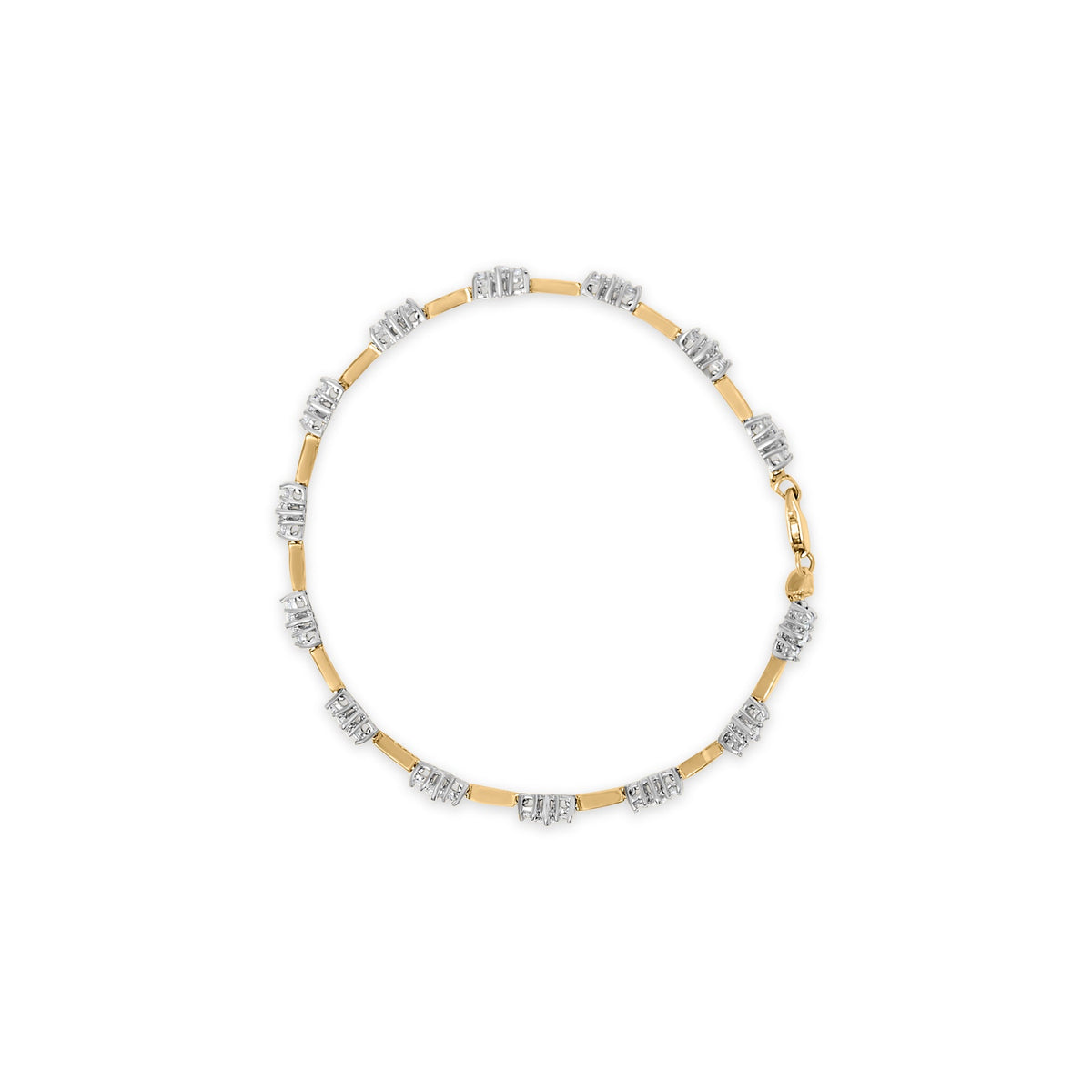 10K Yellow Gold 1.00 Cttw Diamond 3 Stone 7&quot; Tennis Bracelet (H-I Color, I2-I3 Clarity) - LinkagejewelrydesignLinkagejewelrydesign