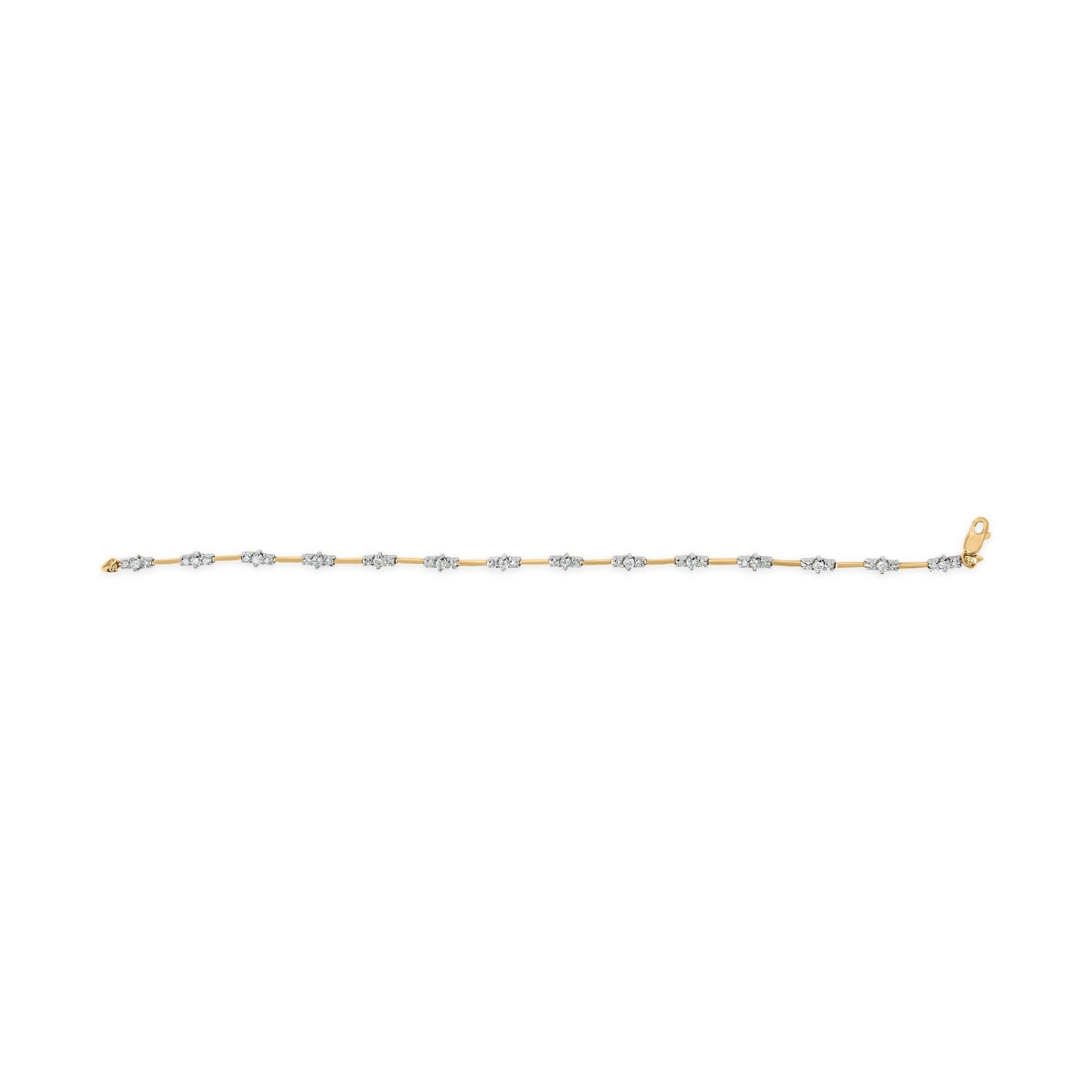 10K Yellow Gold 1.00 Cttw Diamond 3 Stone 7" Tennis Bracelet (H-I Color, I2-I3 Clarity) - LinkagejewelrydesignLinkagejewelrydesign