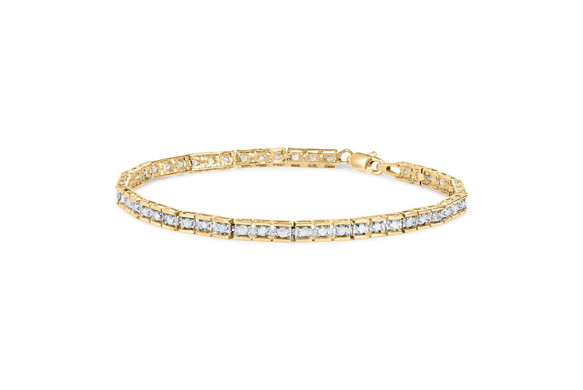 10K Yellow Gold 1.00 Cttw Diamond Channel Set Style 7&quot; Tennis Bracelet (H-I Color, I1-I2 Clarity) - LinkagejewelrydesignLinkagejewelrydesign