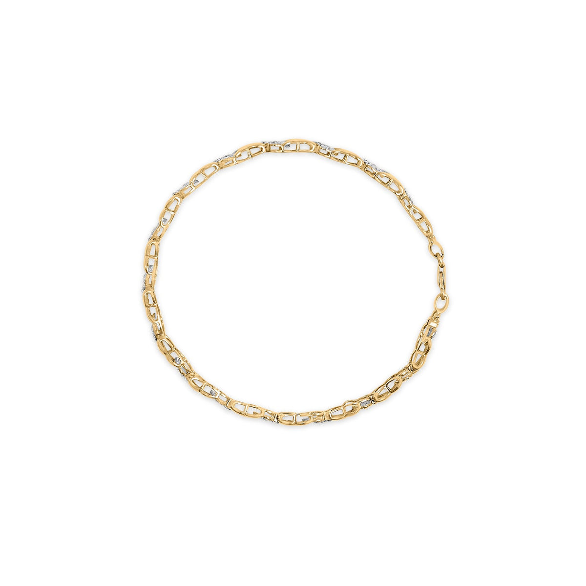 10K Yellow Gold 1.00 Cttw Diamond Cluster X Link Tennis Link 7.50&quot; Bracelet (I-J Color, I2-I3 Clarity) - LinkagejewelrydesignLinkagejewelrydesign