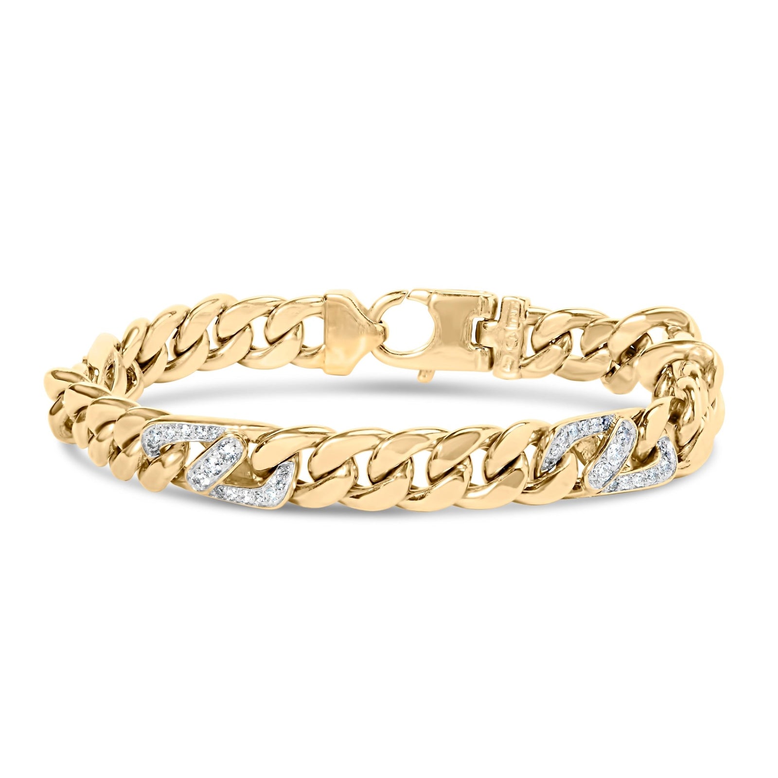10K Yellow Gold 1.00 Cttw Diamond Miami Cuban Link Men's Bracelet (H - I Color, I1 - I2 Clarity) - 8.5 Inches - LinkagejewelrydesignLinkagejewelrydesign