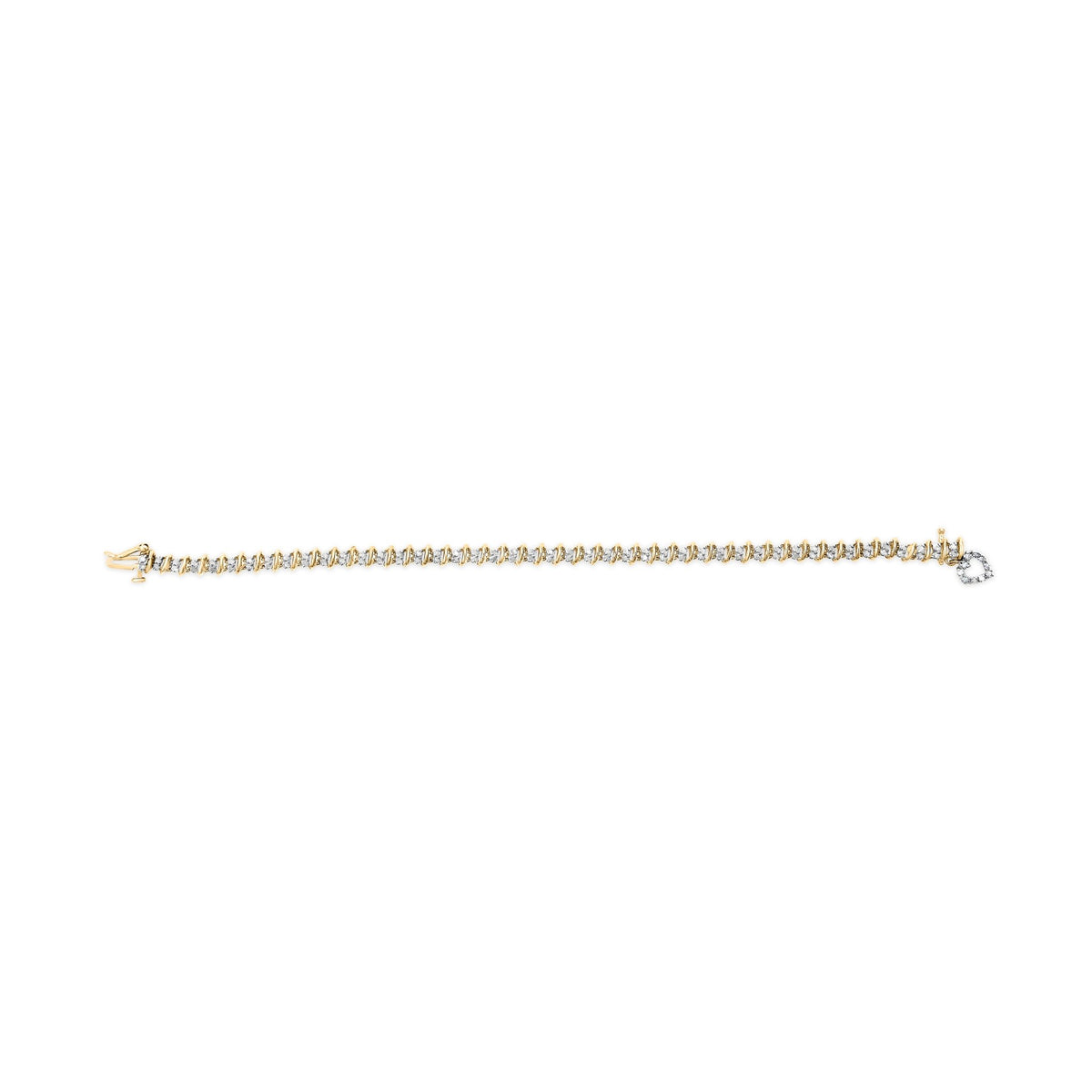 10K Yellow Gold 1.00 Cttw Diamond Spiral Link 7&quot; Bracelet with Heart Charm (H-I Color, I3 Clarity) - LinkagejewelrydesignLinkagejewelrydesign