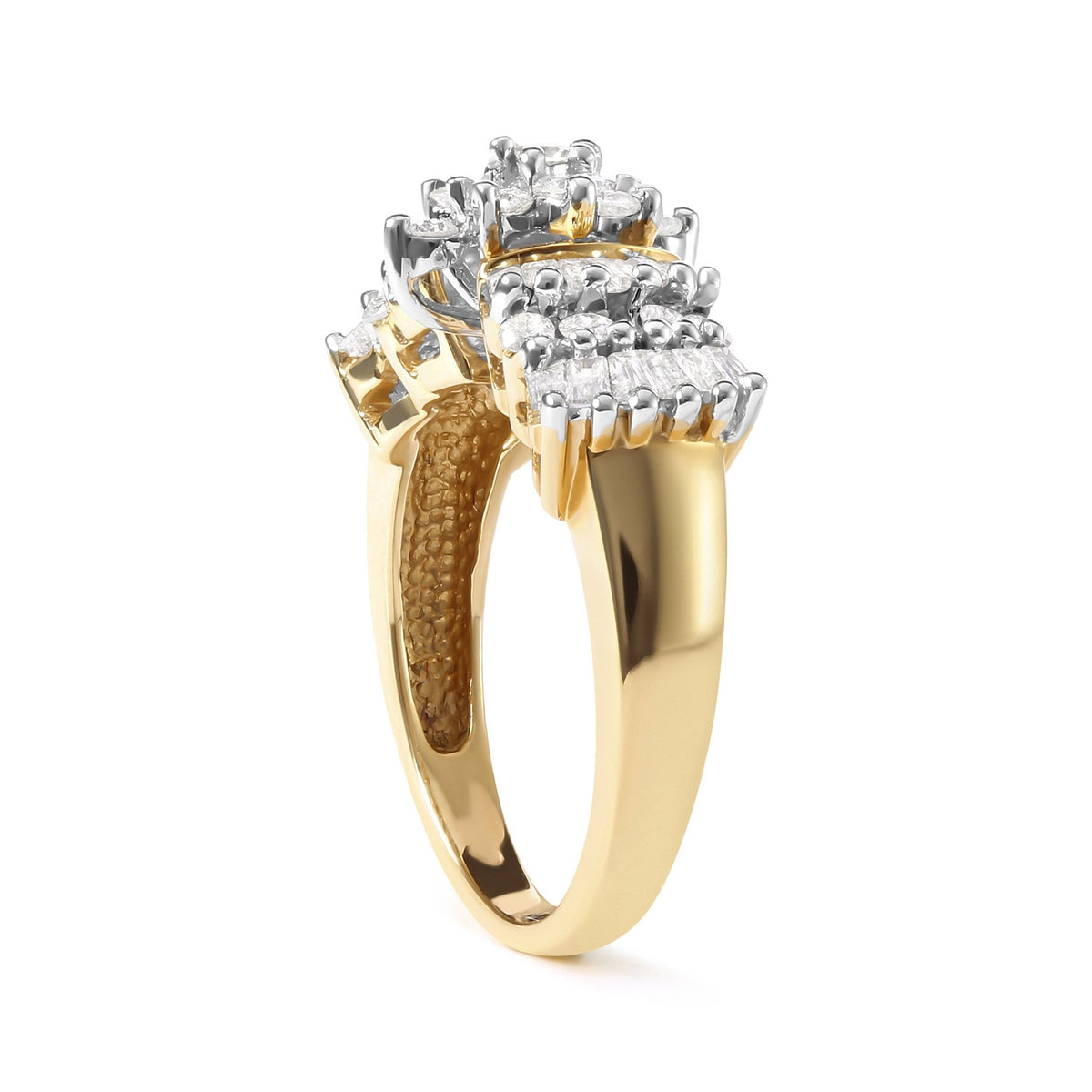 10K Yellow Gold 1.00 Cttw Diamond Starburst Ring Band (H-I Color, I1-I2 Clarity) - Ring Size 7 - LinkagejewelrydesignLinkagejewelrydesign