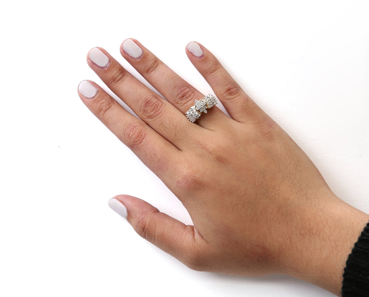 10K Yellow Gold 1.00 Cttw Diamond Starburst Ring Band (H-I Color, I1-I2 Clarity) - Ring Size 7 - LinkagejewelrydesignLinkagejewelrydesign