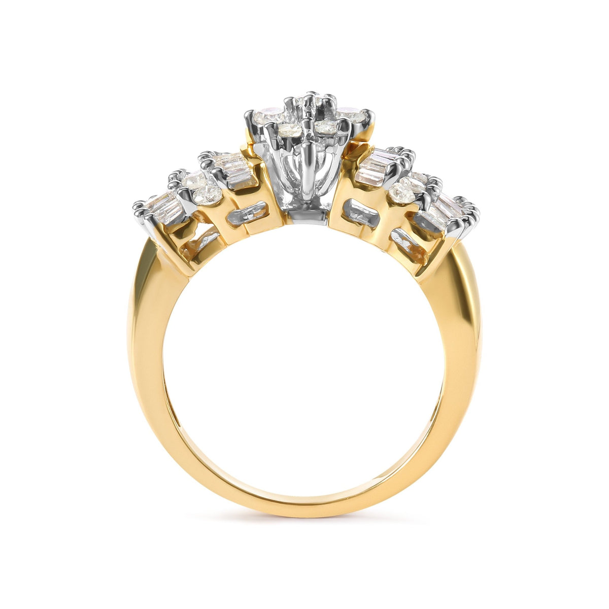 10K Yellow Gold 1.00 Cttw Diamond Starburst Ring Band (H-I Color, I1-I2 Clarity) - Ring Size 7 - LinkagejewelrydesignLinkagejewelrydesign