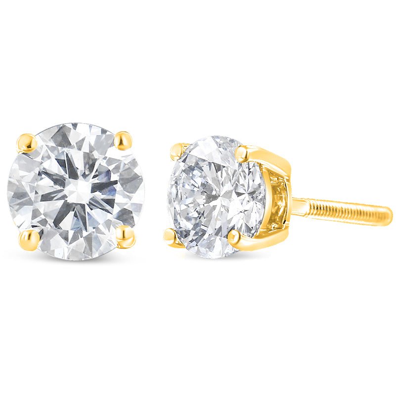 10K Yellow Gold 1.00 Cttw Round Brilliant-Cut Diamond Classic 4-Prong Stud Earrings with Screw Backs (J-K Color, I2-I3 Clarity) - LinkagejewelrydesignLinkagejewelrydesign