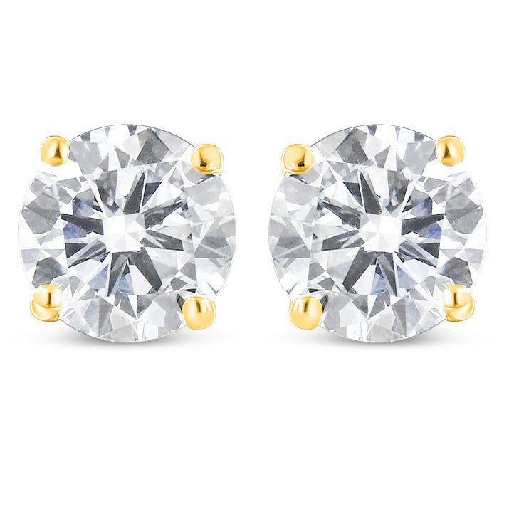 10K Yellow Gold 1.00 Cttw Round Brilliant-Cut Diamond Classic 4-Prong Stud Earrings with Screw Backs (J-K Color, I2-I3 Clarity) - LinkagejewelrydesignLinkagejewelrydesign