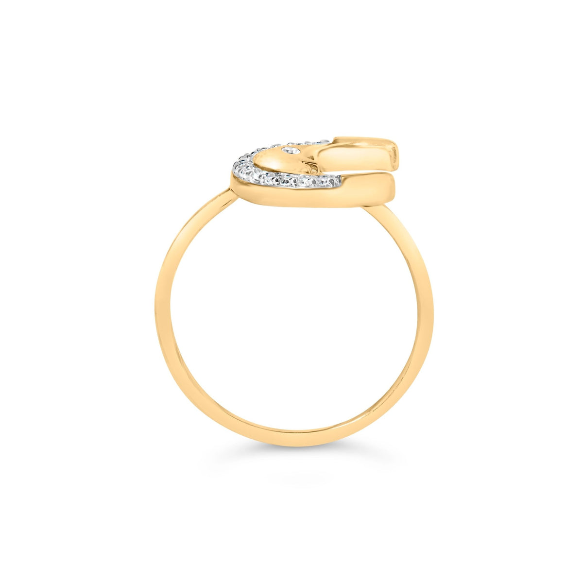10K Yellow Gold 1/10 Cttw Diamond Crescent Moon Ring (I-J Color, I1-I2 Clarity) - Ring Size 7 - LinkagejewelrydesignLinkagejewelrydesign